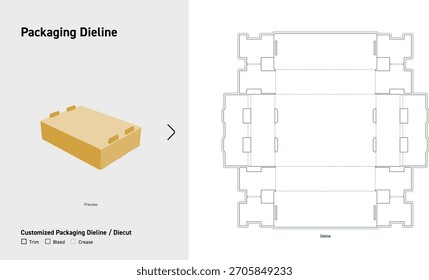 Locking Tab Transport Tray Dieline Packaging Diecut Layout
