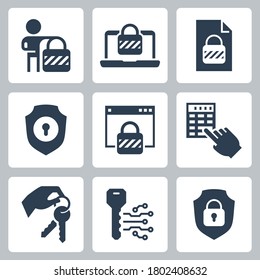 Locking and Unlocking Vector Icon Set in Glyph Style 2