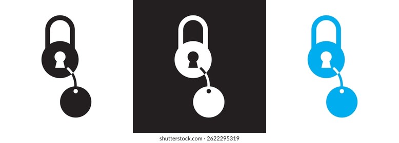 Ícone de etiqueta de bloqueio.  Vetor para sites, interfaces móveis, apresentações, banner, marca visual etc. Ilustração vetorial. isolada no plano de fundo branco e preto. EPS 10