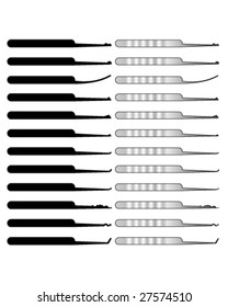 Lockpick assortment in detailed vector silhouette