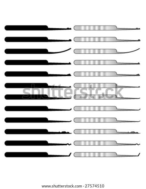 Lockpick Assortment Detailed Vector Silhouette Stock Vector (Royalty ...