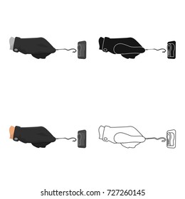 Lockpick in the hand of the criminal. Latchkey, thief tool, crime single icon in cartoon style vector symbol stock illustration web.