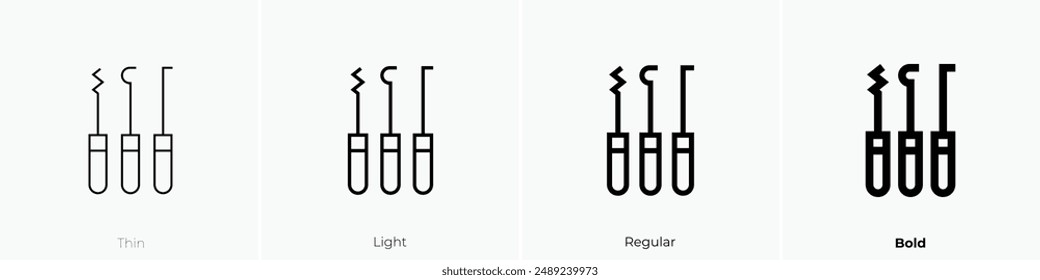 lockpick icon. Thin, Light Regular And Bold style design isolated on white background