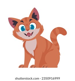 Se encerraba en el alegre hecho de que le tiraran al gato. Gato sonriente. Estilo de caricatura, Ilustración vectorial