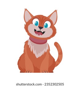 Locks in cheerful rosy cat. Smiling cat. Cartoon style, Vector Illustration