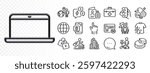 Locks, Cursor and First aid line icons for web app. Glare of light effect. Message icon. Pack of Outsource work, Leadership, Car rental pictogram icons. Stress, Globe, Laptop signs. Vector