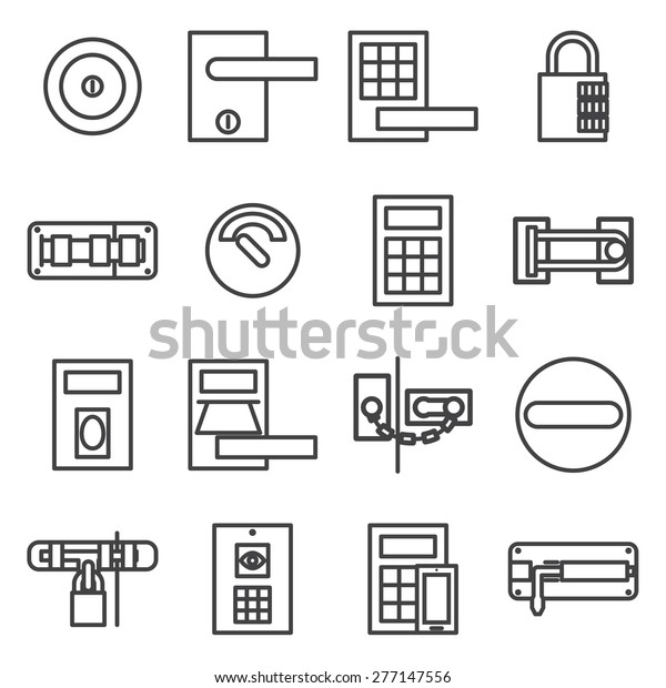 Locks Door Icon Set Stock Vector (Royalty Free) 277147556