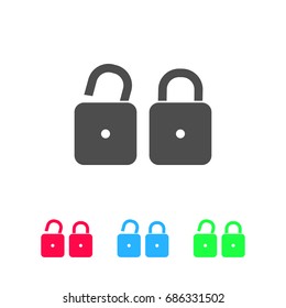 Locks icon flat. Color pictogram on white background. Vector illustration symbol and bonus icons