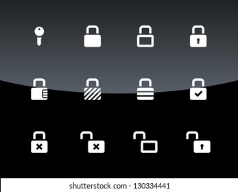 Locks icons on black background. Vector illustration.