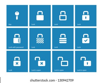 Locks icons on blue background. Vector illustration.