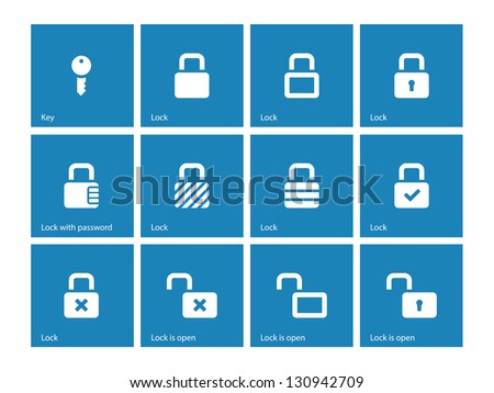 Locks icons on blue background. Vector illustration.