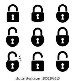 Locks icons set. Locked and unlocked lock. Collection icon of close and open lock. Lock and unlock simbol. Lock web icon set on white background - stock vector.