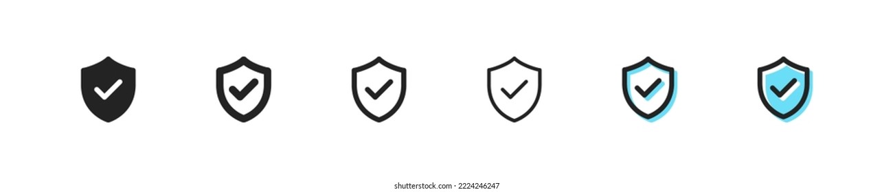 Locks for personal data protection set icon. Password, warning sign, synchronization, graphic key, unlock, security system, gear, shield. Privacy concept. Vector black line icon on white background