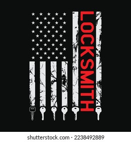 Locksmith American Flag funny t-shirt design