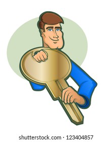 Locksmith Holding a Key