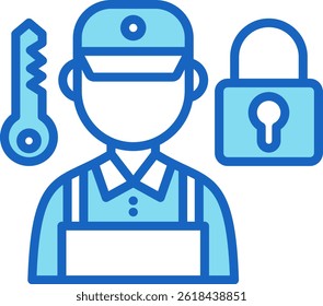 Locksmith Icon Blue Vector Illustration