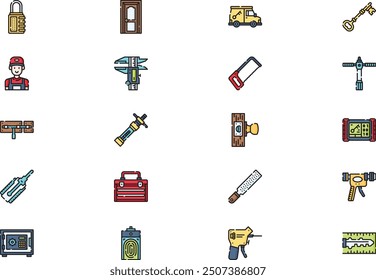 Locksmith icons collection is a vector illustration with editable stroke.