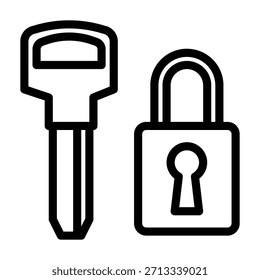 Ilustración transparente de estilo de línea de icono de llave de cerrajero