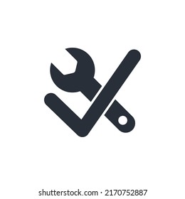 Locksmith Key And Tick. Capital Repairs. Overhaul. Vector Illustration Isolated On White Background.