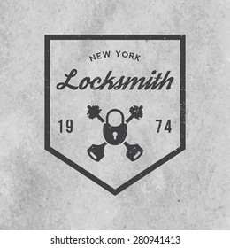 locksmith label with grunge texture on old paper background