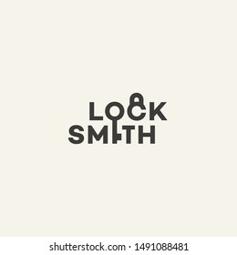 Locksmith lettering logo design template. Vector illustration.