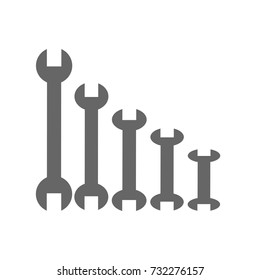 Locksmith tools for tightening bolts. Set of spanners of different sizes vector flat material design isolated on white