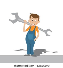 locksmith. wrench. service. vector illustration of cartoon