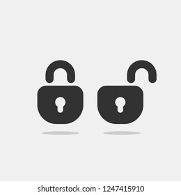 Lock/Unlock icons set. Isolated vector illustration. Button password object for programm interface.