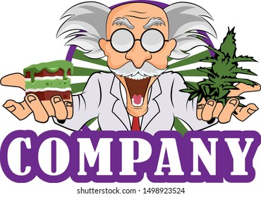 Loco Character Professor Weed Marijuana Company Vector Simple