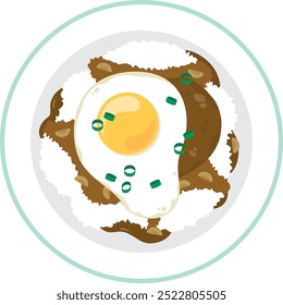 Loco moco served on a plate