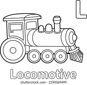 Locomotive Alphabet Abc Coloring Page L Stock Vector (Royalty Free ...