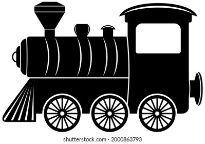 Locomotive. Antique Black vector train. White isolated background.