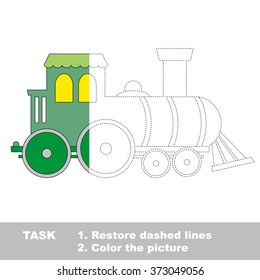 Locomotive to be colored. Vector trace game. 