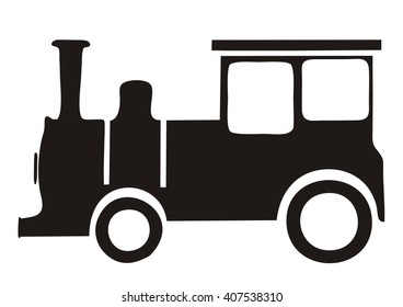 locomotive, black silhouette, vector icon