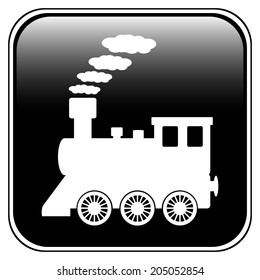 Locomotive button on white background. Vector illustration.