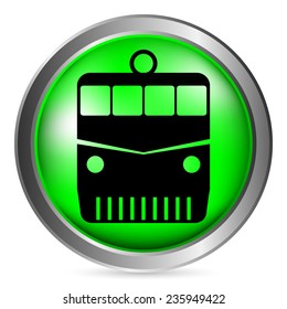 Locomotive button on white background. Vector illustration.