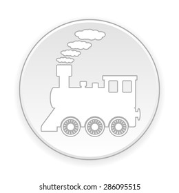 Locomotive button on white background. Vector illustration.