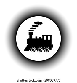 Locomotive button on white background. Vector illustration.