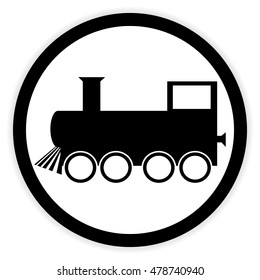 Locomotive button on white background. Vector illustration.