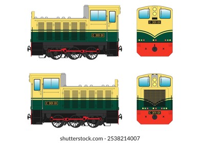 Locomotive Diesel Vector Illustration Set 1