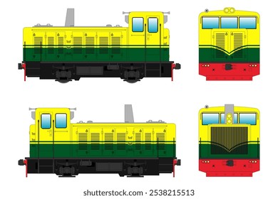 Locomotive Diesel Vector Illustration Set 3