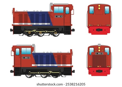 Locomotive Diesel Vector Illustration Set 4