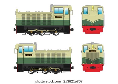 Locomotive Diesel Vector Illustration Set 5