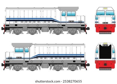 Locomotive Diesel Vector Illustration Set 6