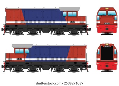 Locomotive Diesel Vector Illustration Set 7