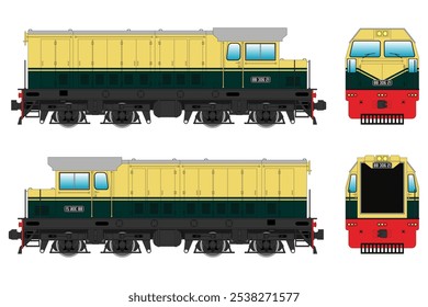 Locomotive Diesel Vector Illustration Set 8