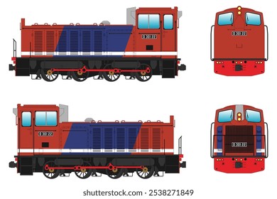 Locomotive Diesel Vector Illustration Set 9