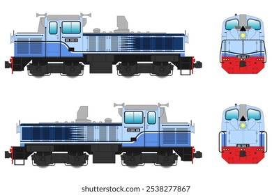 Locomotive Diesel Vector Illustration Set 11