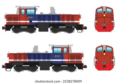 Locomotive Diesel Vector Illustration Set 12