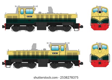 Locomotive Diesel Vector Illustration Set 13